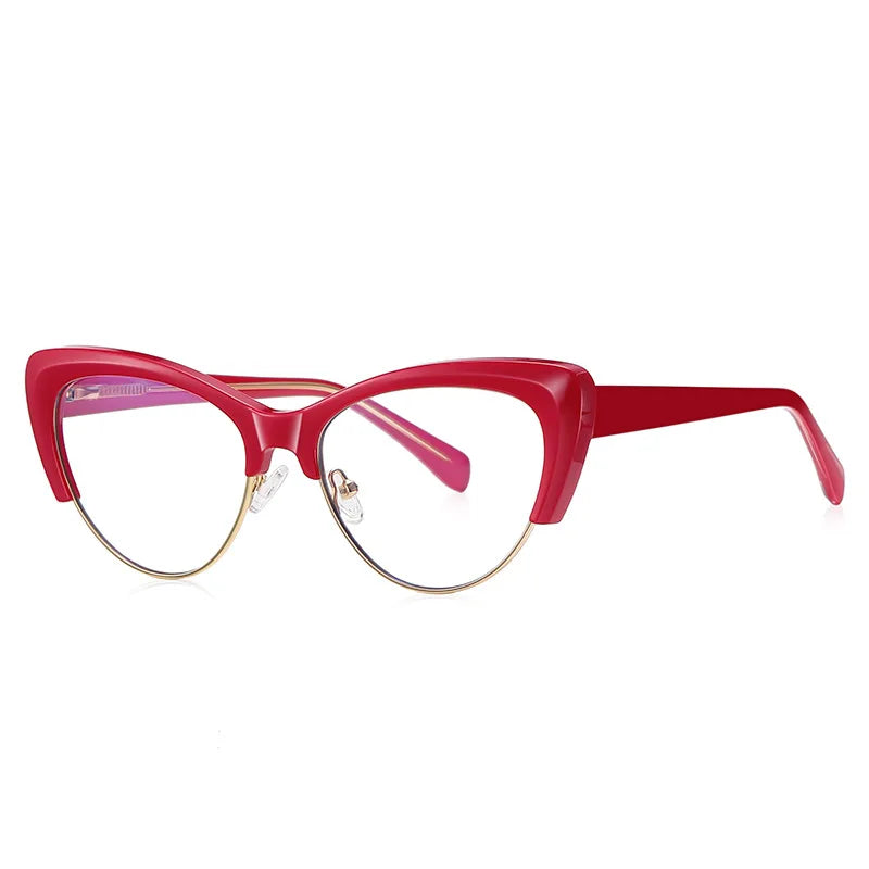 CCspace Unisex Full Rim Square Cat Eye Tr 90 Titanium Eyeglasses 57455 Full Rim CCSpace Red  