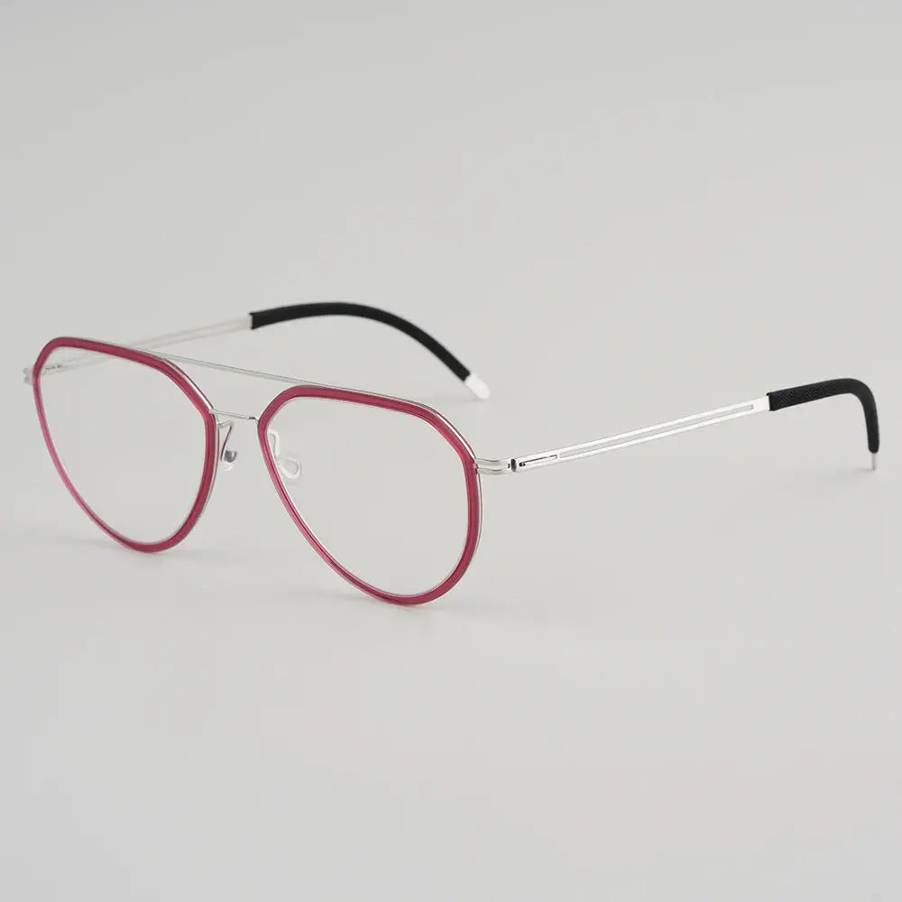 Bobbie 472841 Unisex Acetate Full Rim Oval Double Bridge Titanium Frames FuzWeb