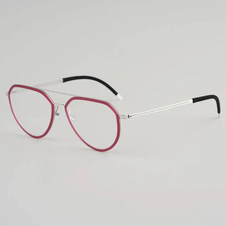 Bobbie 472841 Unisex Acetate Full Rim Oval Double Bridge Titanium Frames FuzWeb