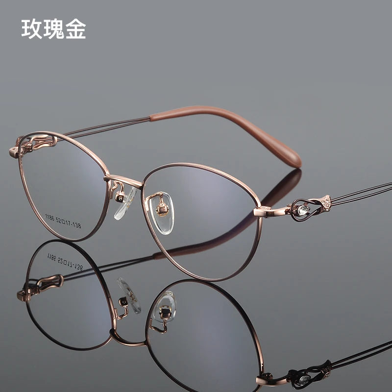 Reven Jate Women's Full Rim Oval Cat Eye Alloy Eyeglasses 661186