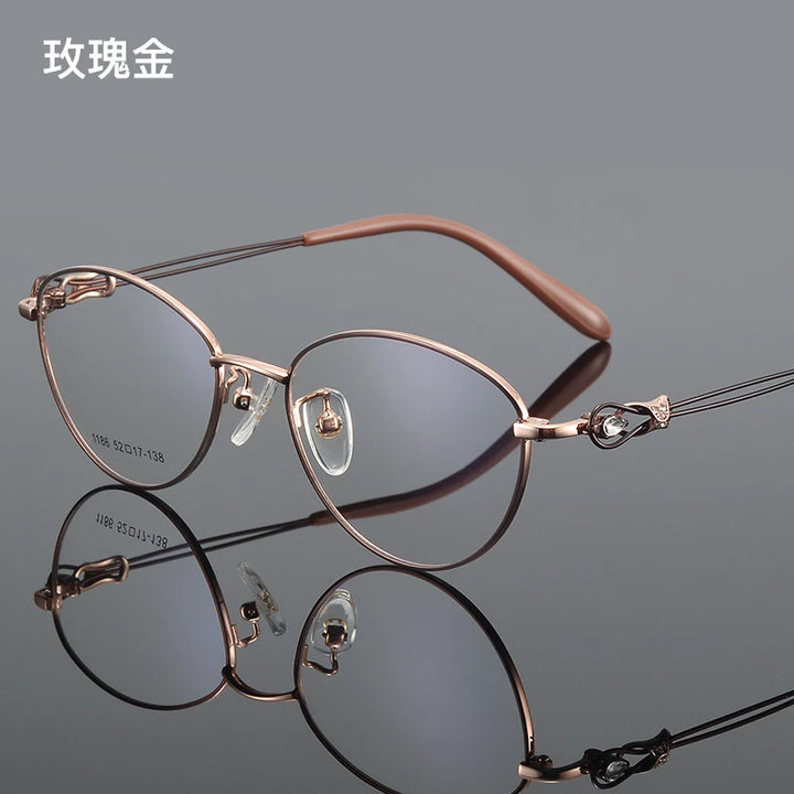 Reven Jate Women's Full Rim Oval Cat Eye Alloy Eyeglasses 661186