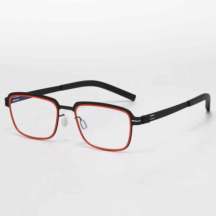 Bobbie Unisex Full Rim Square Screwless Steel Acetate Eyeglasses 165038