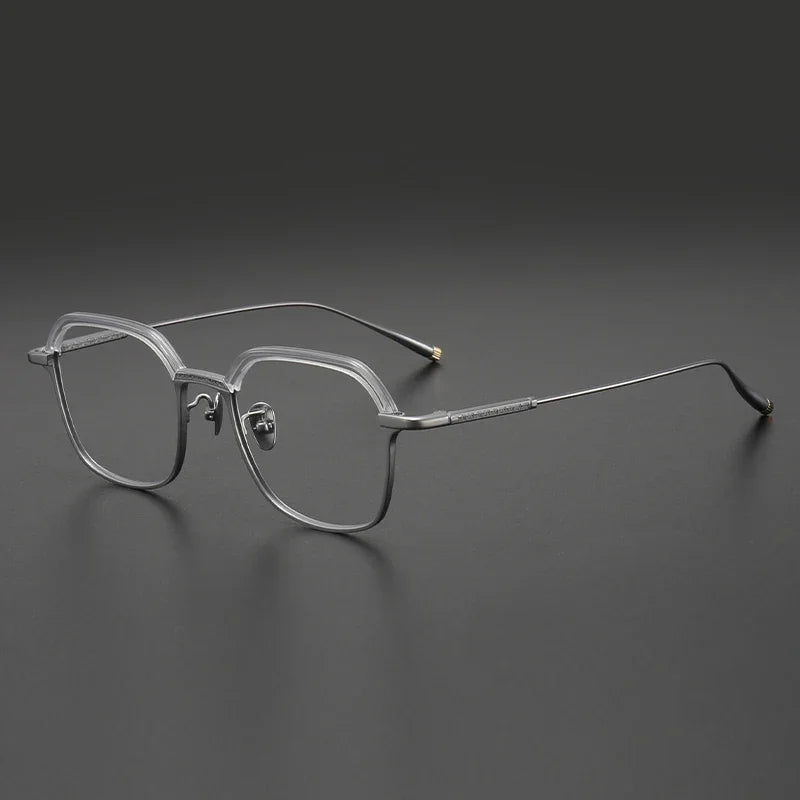 Aror Unisex Full Rim Polygon Square Acetate Titanium Eyeglasses 51143