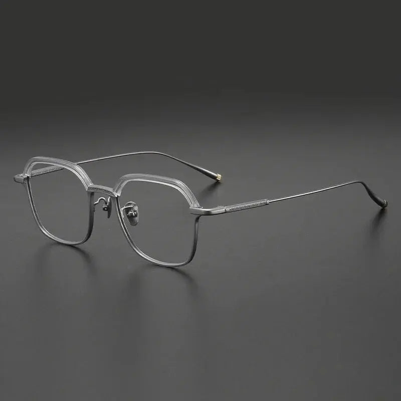 Aror Unisex Full Rim Polygon Square Acetate Titanium Eyeglasses 51143.