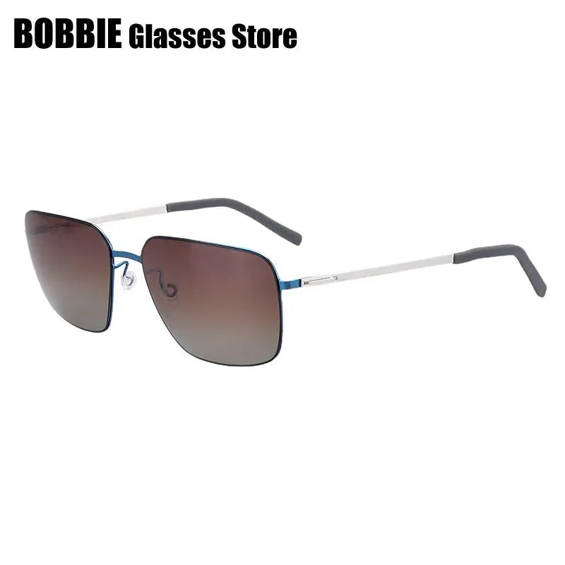 Bobbie 800131 Men’s Screwless Full Rim Square Titanium Sunglasses FuzWeb