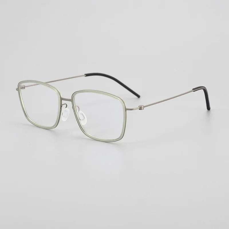 Black Mask Unisex Full Rim Square Acetate Titanium Eyeglasses 15803