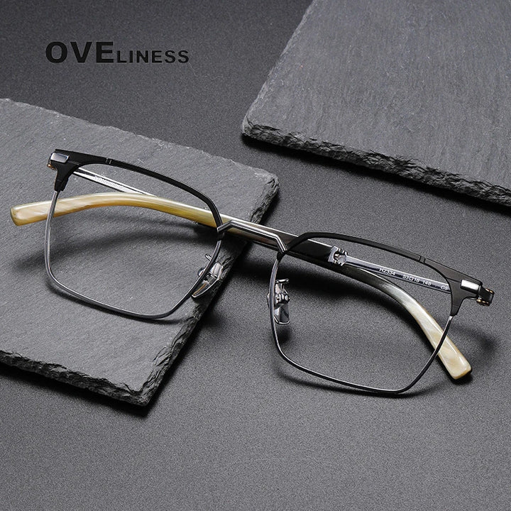 Oveliness Men's Full Rim Square Titanium Eyeglasses O2334 Full Rim Oveliness   