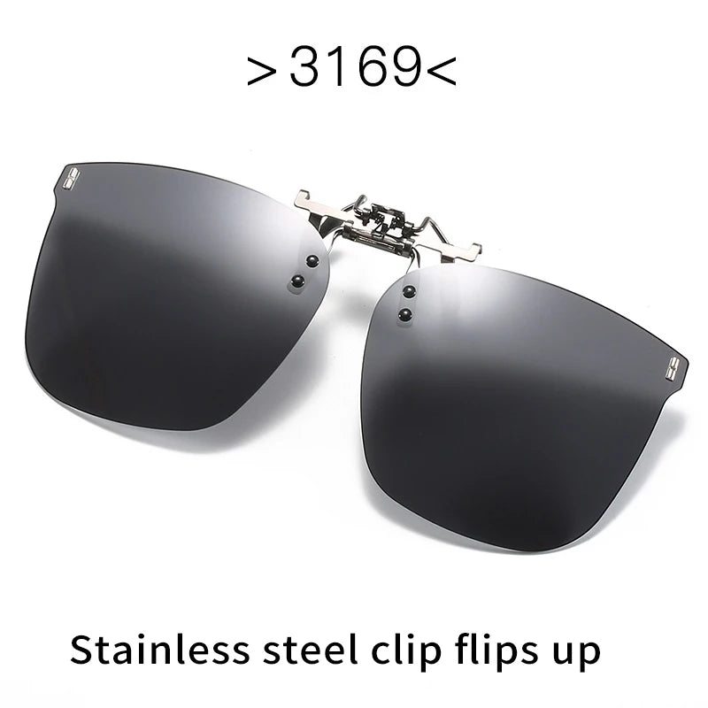 Vicky Unisex Rimless Oval Alloy Polarized Clip On Or Flip Up Sunglasses V003 Clip On Sunglasses Vicky 3169Stainless steel  