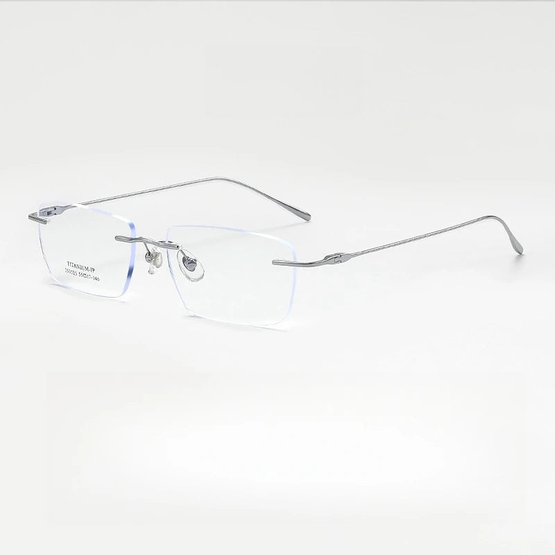 Yimaruili Unisex Rimless Square Titanium Eyeglasses Y233525 Rimless Yimaruili Eyeglasses Silver  