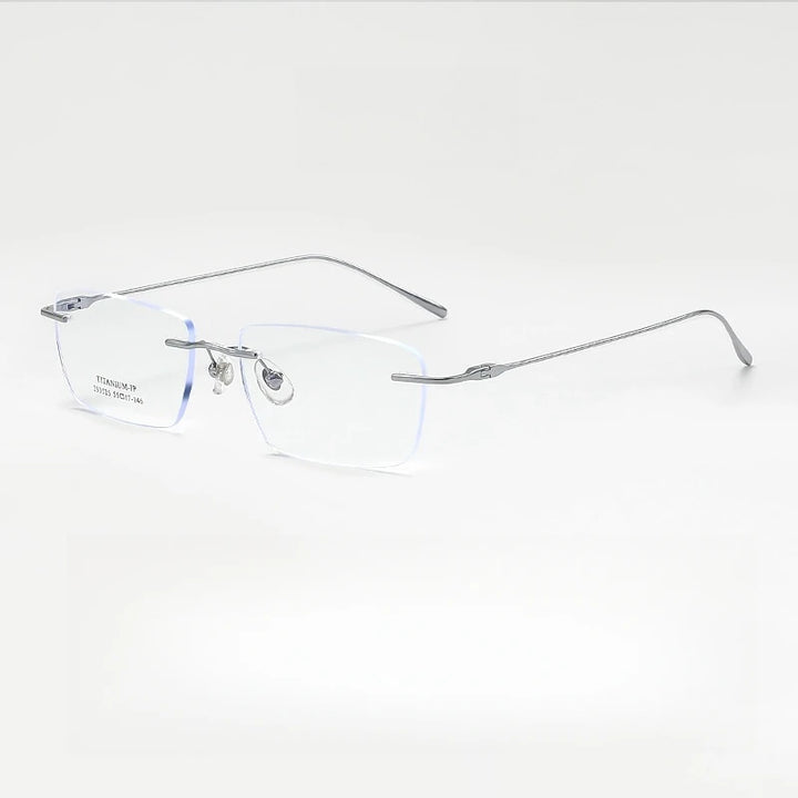 Yimaruili Unisex Rimless Square Titanium Eyeglasses Y233525 Rimless Yimaruili Eyeglasses Silver  