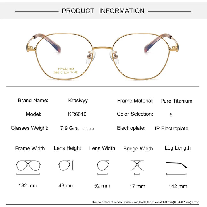 Krasivyy Women's Full Rim Flat Top Round Titanium Eyeglasses 6010 Full Rim Krasivyy   