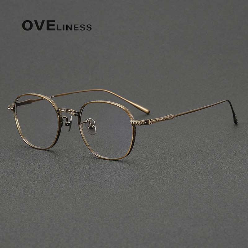 Oveliness Women's Full Rim Oval Square Titanium Eyeglasses 44301 Full Rim Oveliness bronze