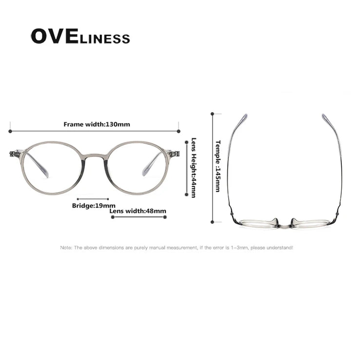 Oveliness Unisex Full Rim Round Acetate Titanium Eyeglasses 8667 Full Rim Oveliness   