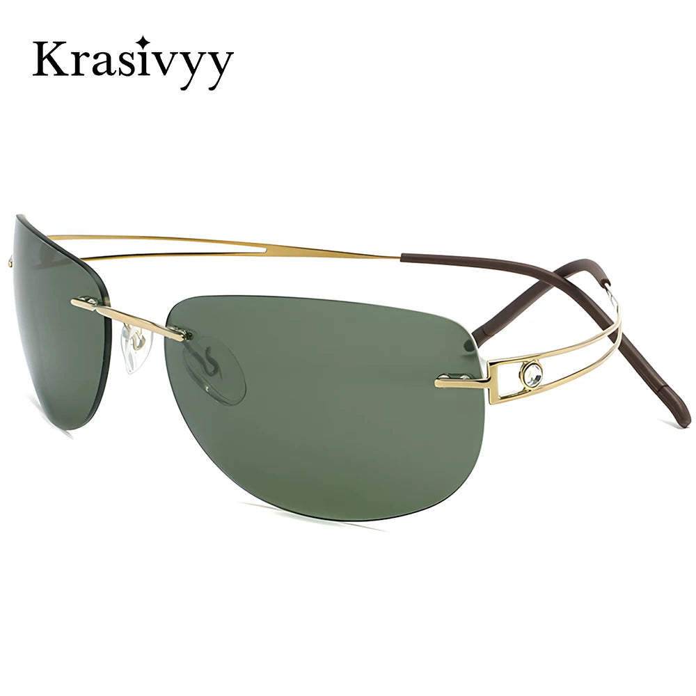 Krasivyy Women's Rimless Oval Screwless Titanium Sunglasses 426801