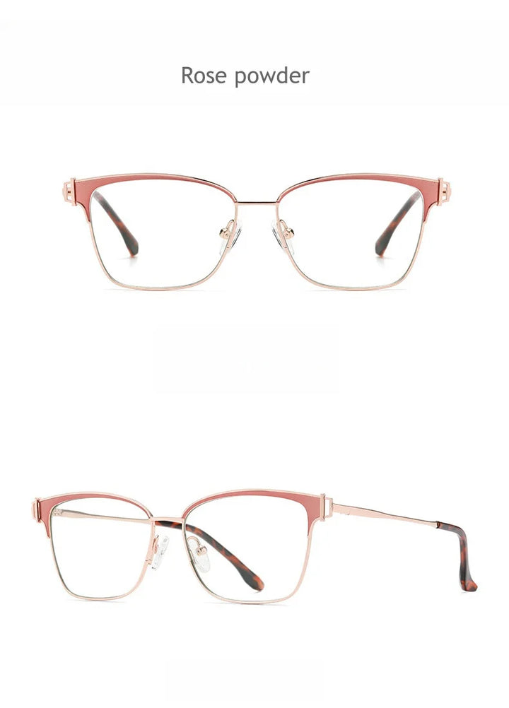 KatKani Women's Full Rim Square Alloy Acetate Eyeglasses Js8612 Full Rim KatKani Eyeglasses Rose powder  