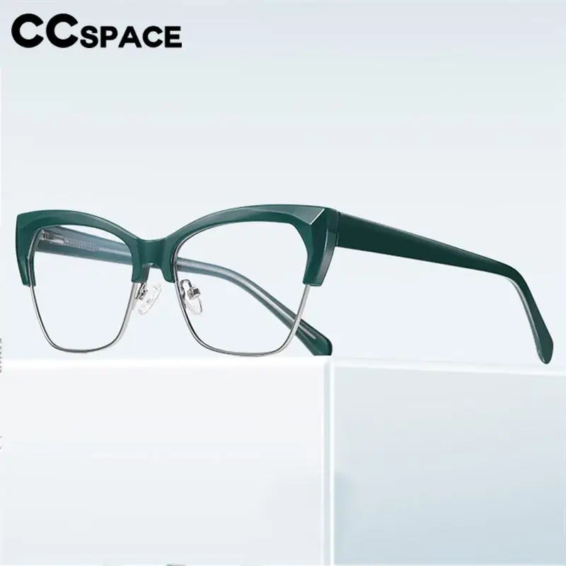 CCspace Unisex Full Rim Square Cat Eye Tr 90 Titanium Eyeglasses 57454 Full Rim CCSpace   