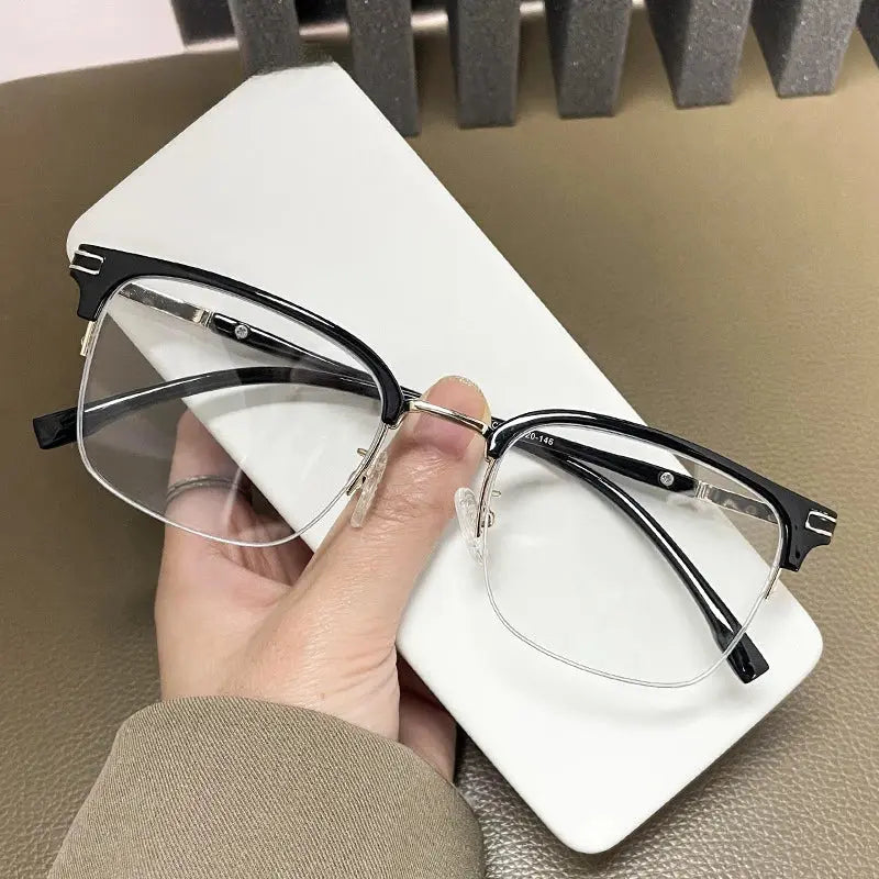 Vicky Unisex Semi Rim Square Tr 90 Titanium Reading Glasses 2242.