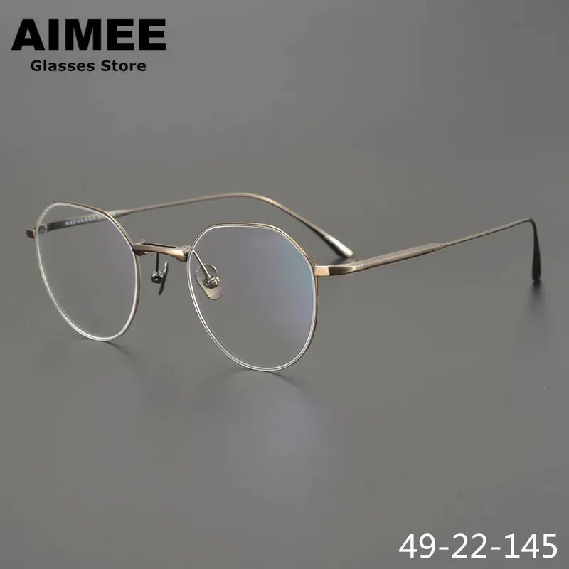 Aimee Unisex Full Rim Flat Top Round Titanium Eyeglasses 4420 Full Rim Aimee   