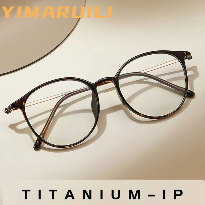 Yimaruili Unisex Full Rim Round TR-90 Titanium Eyeglasses M8345 — view 1 | Yimaruili at FuzWeb