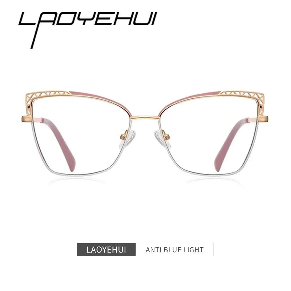 Laoyehui Women's Full Rim Square Cat Eye Alloy Eyeglasses L3106 Reading Glasses Laoyehui   