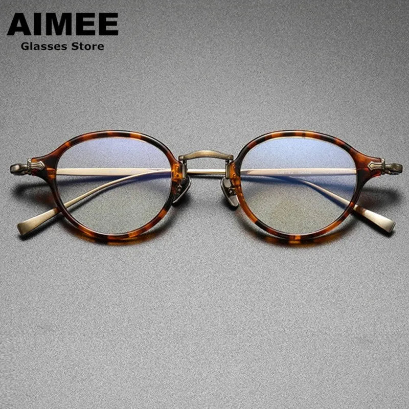 Aimee Unisex Full Rim Small Round Titanium Acetate Eyeglasses 14181 Full Rim Aimee   