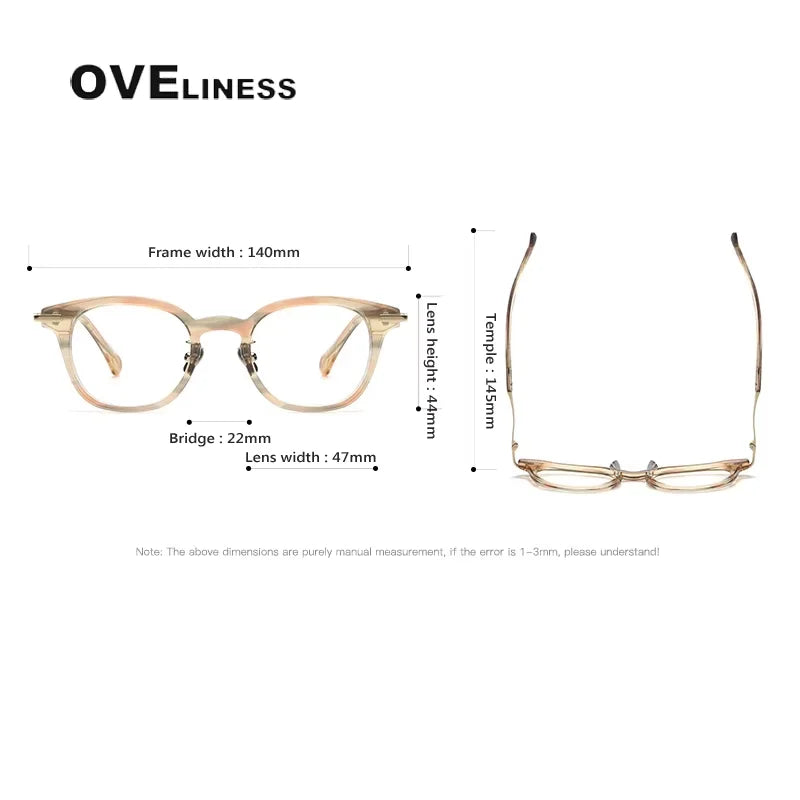 Oveliness Unisex Full Rim Oval Square Acetate Titanium Eyeglasses 814047 Full Rim Oveliness