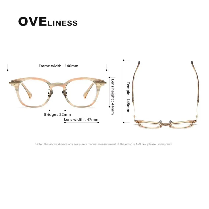 Oveliness Unisex Full Rim Oval Square Acetate Titanium Eyeglasses 814047 Full Rim Oveliness