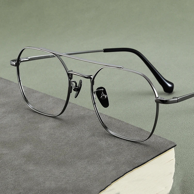 Bclear Unisex Full Rim Oval Titanium Double Bridge Eyeglasses 86677 Full Rim Bclear   