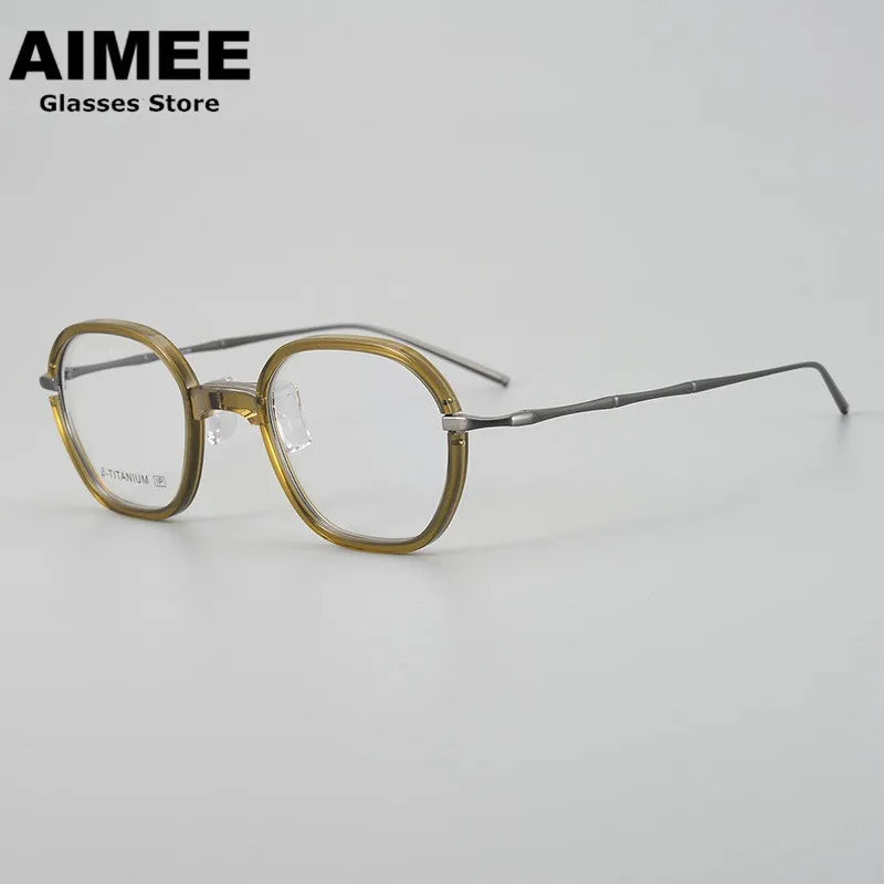 Aimee Unisex Full Rim Oval Square Titanium Acetate Eyeglasses 71311 Full Rim Aimee   