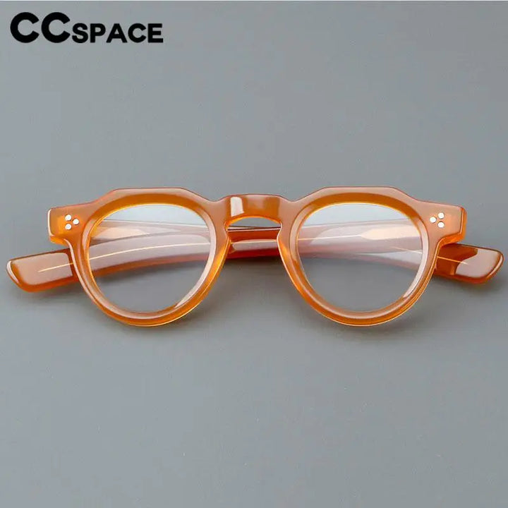 CCSpace Unisex Full Rim Flat Top Round Acetate Eyeglasses 57171 Full Rim CCspace   