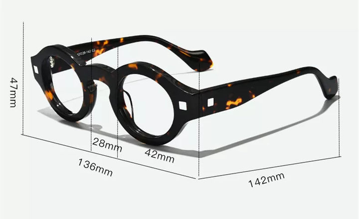 Black Mask Unisex Full Rim Round Acetate Eyeglasses L2036 Full Rim Black Mask   