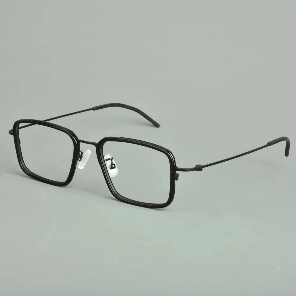 Aimee Men's Full Rim Big Square Acetate Titanium Eyeglasses 77501