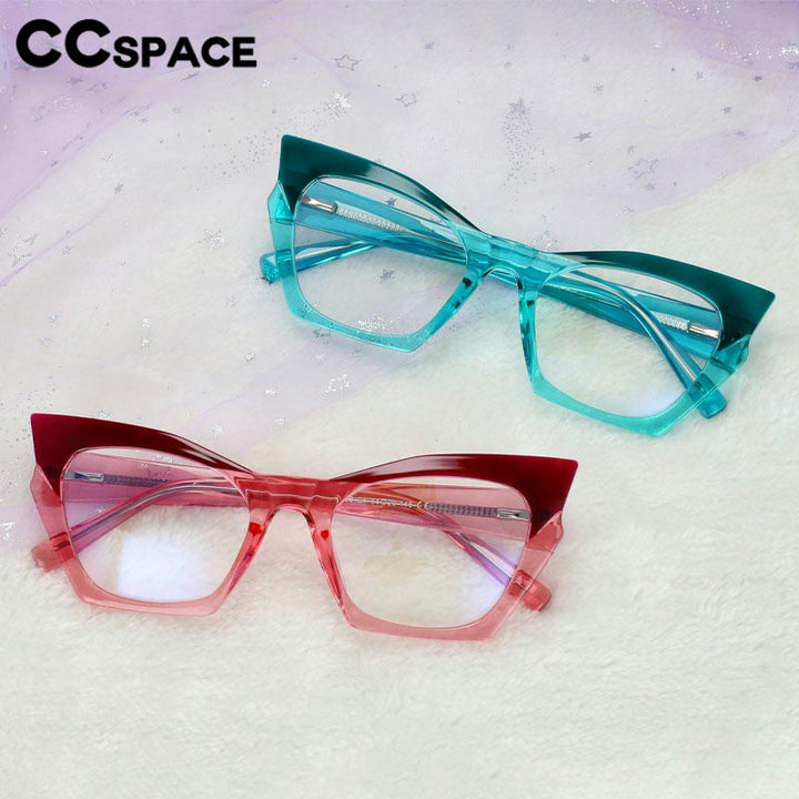 CCSpace Women's Full Rim Square Cat Eye Tr 90 Titanium Eyeglasses 56681 Full Rim CCspace   