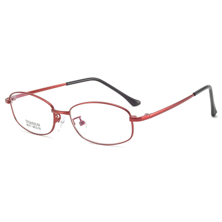 Bclear Women's Full Rim Oval Square Titanium Eyeglasses 48017 Full Rim Bclear Red  