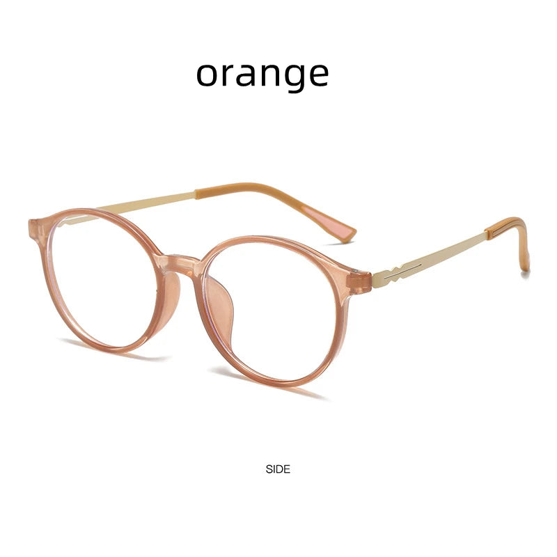 Kocolior Unisex Full Rim Round Tr 90 Titanium Eyeglasses 81347 Full Rim Kocolior Orange  