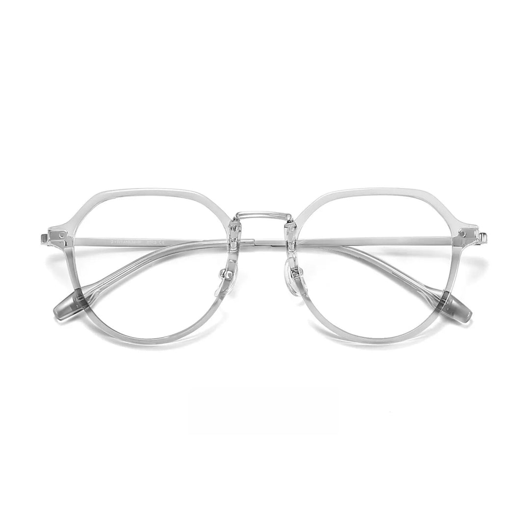 Yimaruili Unisex Full Rim Polygon Tr 90 Titanium Eyeglasses 8082 Full Rim Yimaruili Eyeglasses Transparent Gray  
