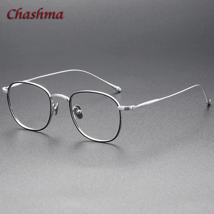 Chashma Ochki Unisex Full Rim Square Titanium Eyeglasses 3090 Full Rim Chashma Ochki Black Silver  