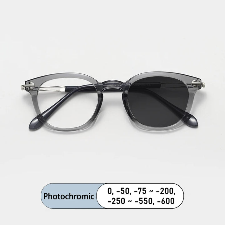 Kocolior Unisex Full Rim Square Alloy Acetate Photochromic  Reading Glasses 86058