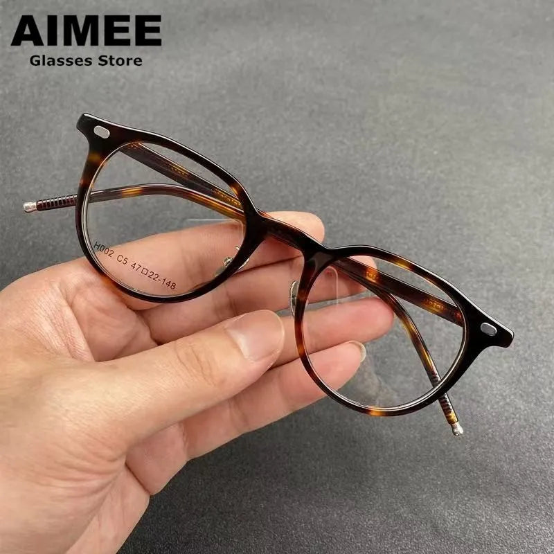 Aimee Unisex Full Rim Square Oval Acetate Titanium Eyeglasses  639002