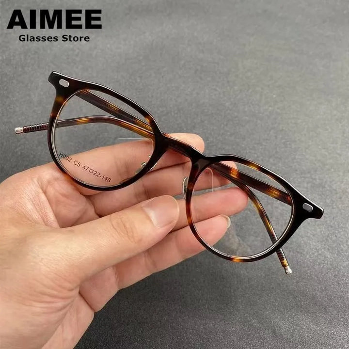 Aimee Unisex Full Rim Square Oval Acetate Titanium Eyeglasses  639002