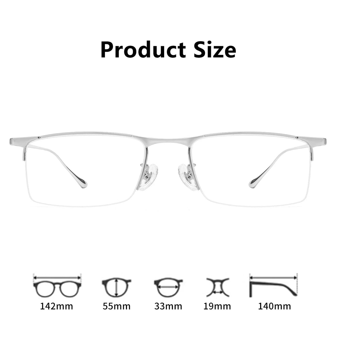 Gmei Optical 2089T men's square pure titanium prescription eyeglasses — view 2