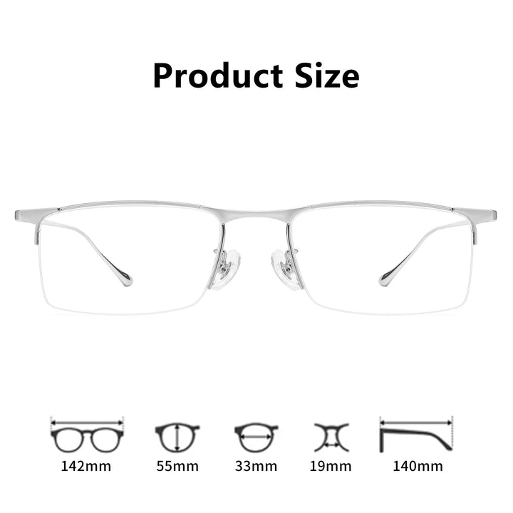 Gmei Optical 2089T men's square pure titanium prescription eyeglasses — view 2