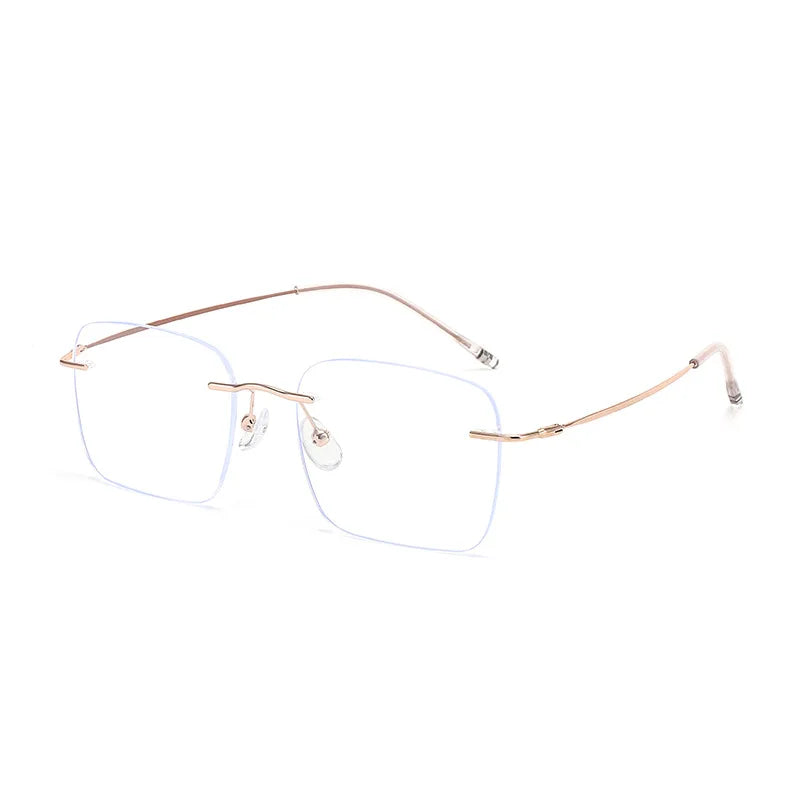 Xbora Unisex Rimless Polygon Square Titanium-Alloy Eyeglasses 518320