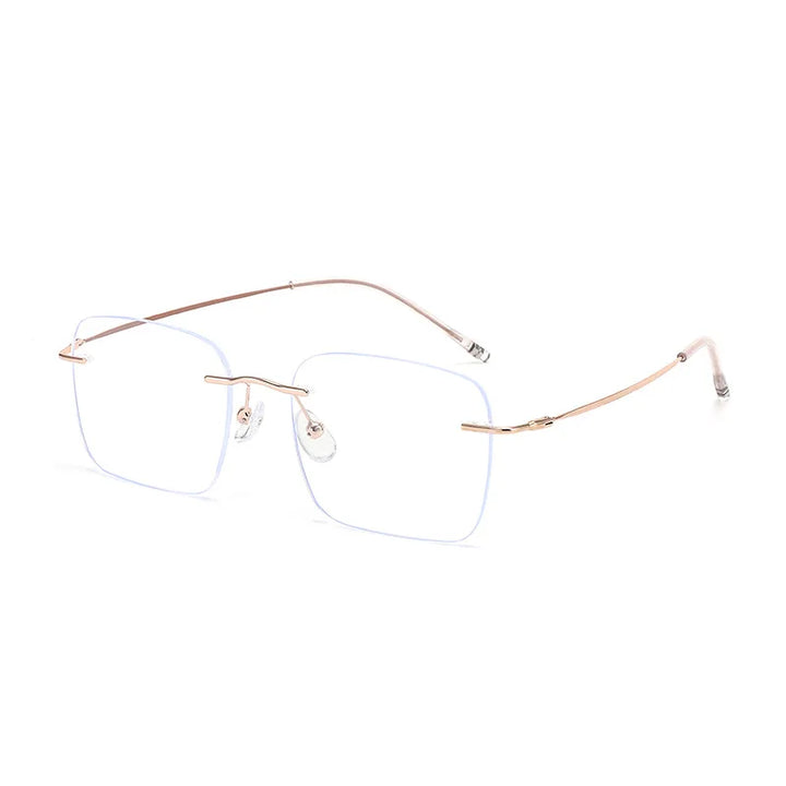 Xbora Unisex Rimless Polygon Square Titanium-Alloy Eyeglasses 518320