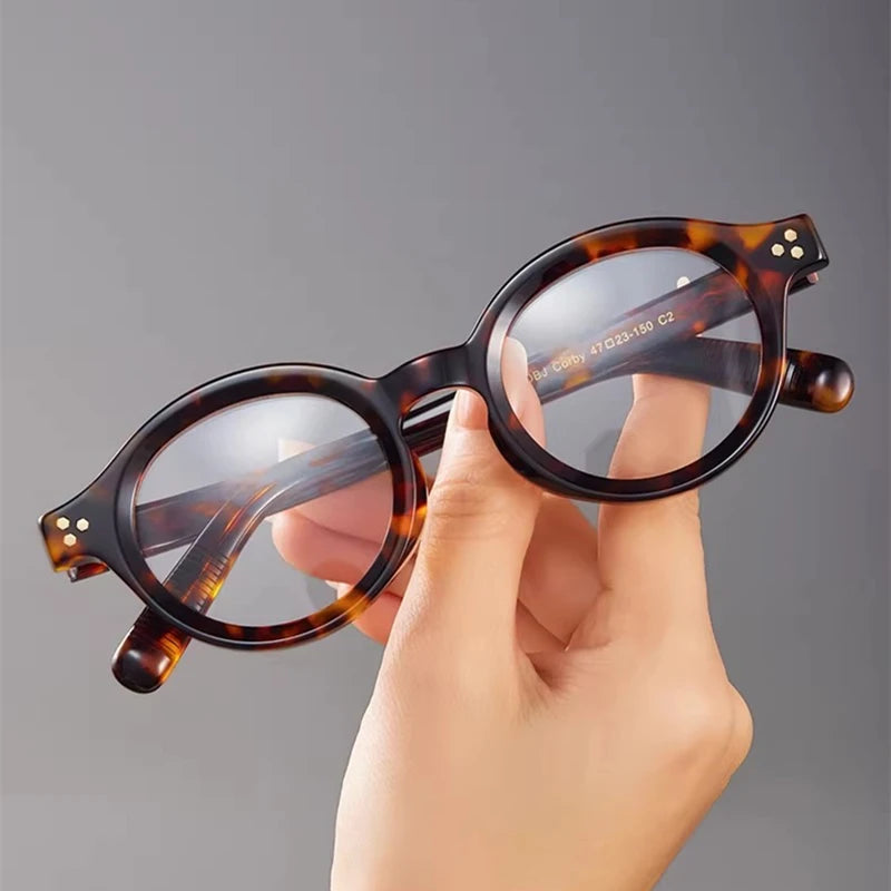Black Mask Unisex Full Rim Round Acetate Eyeglasses Fuz 6
