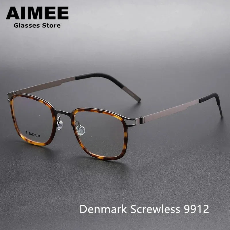 Aimee Unisex Full Rim Square Screwless Titanium Acetate Eyeglasses 9912 Full Rim Aimee   