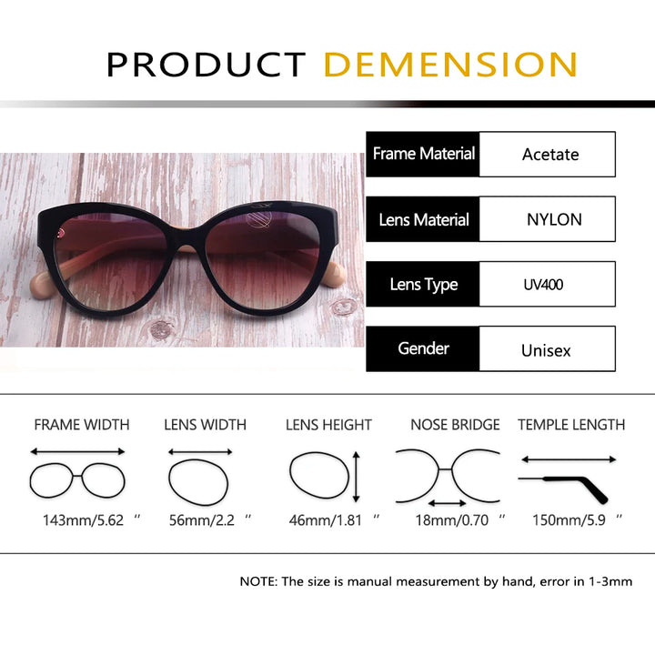 Esnbie Women's Full Rim Cat Eye Acetate Nylon Sunglasses 917125