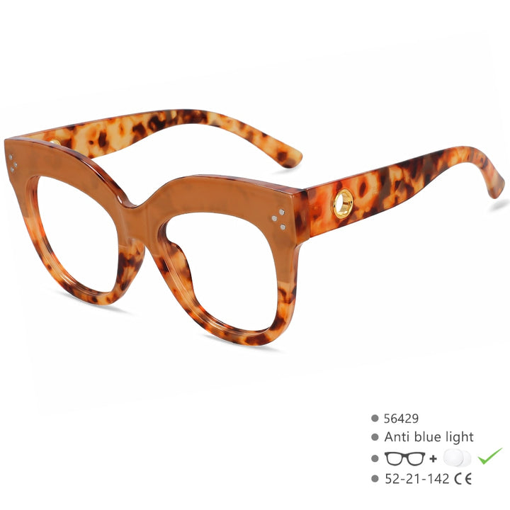 CCSpace Women's Full Rim Cat Eye PC Plastic Eyeglasses 56429 Full Rim CCspace KhakiLeopard  