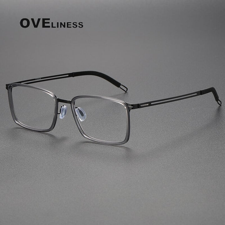 Oveliness Unisex Full Rim Square Screwless Titanium Eyeglasses 8202304 Full Rim Oveliness grey black  