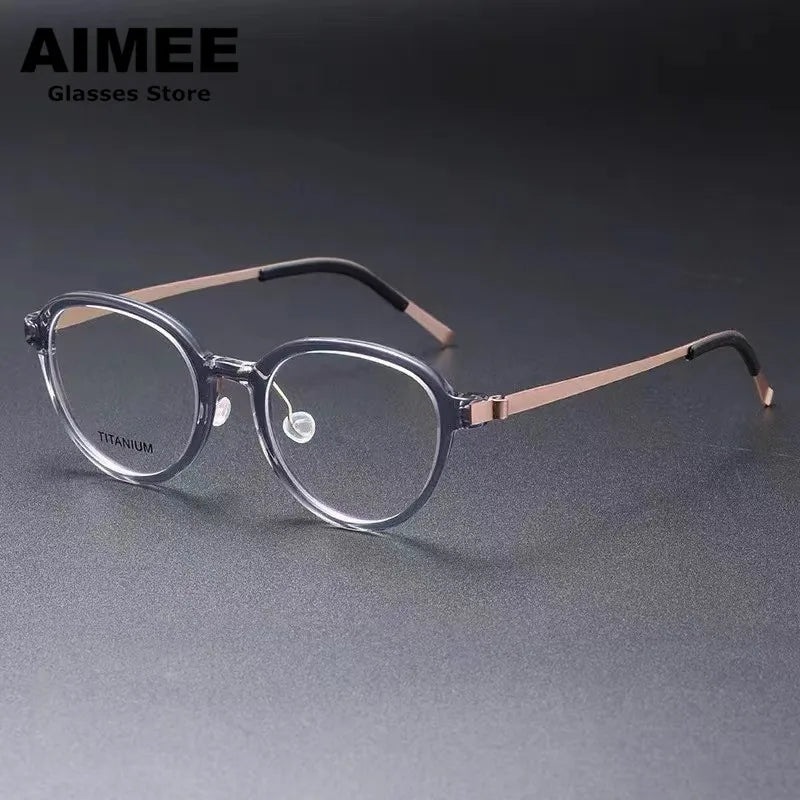 Aimee Unisex Full Rim Oval Screwless Titanium Acetate Eyeglasses 1176 Full Rim Aimee   